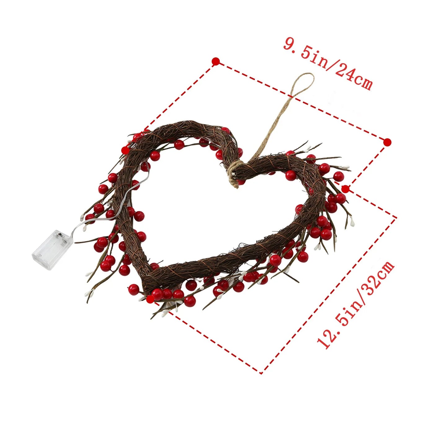 Ydojg 16 Inch Valentine'S Day Sign Luminous Love Heart Shape Wreath Garland with Lights Home Decorations Red Valentines Day Gifts