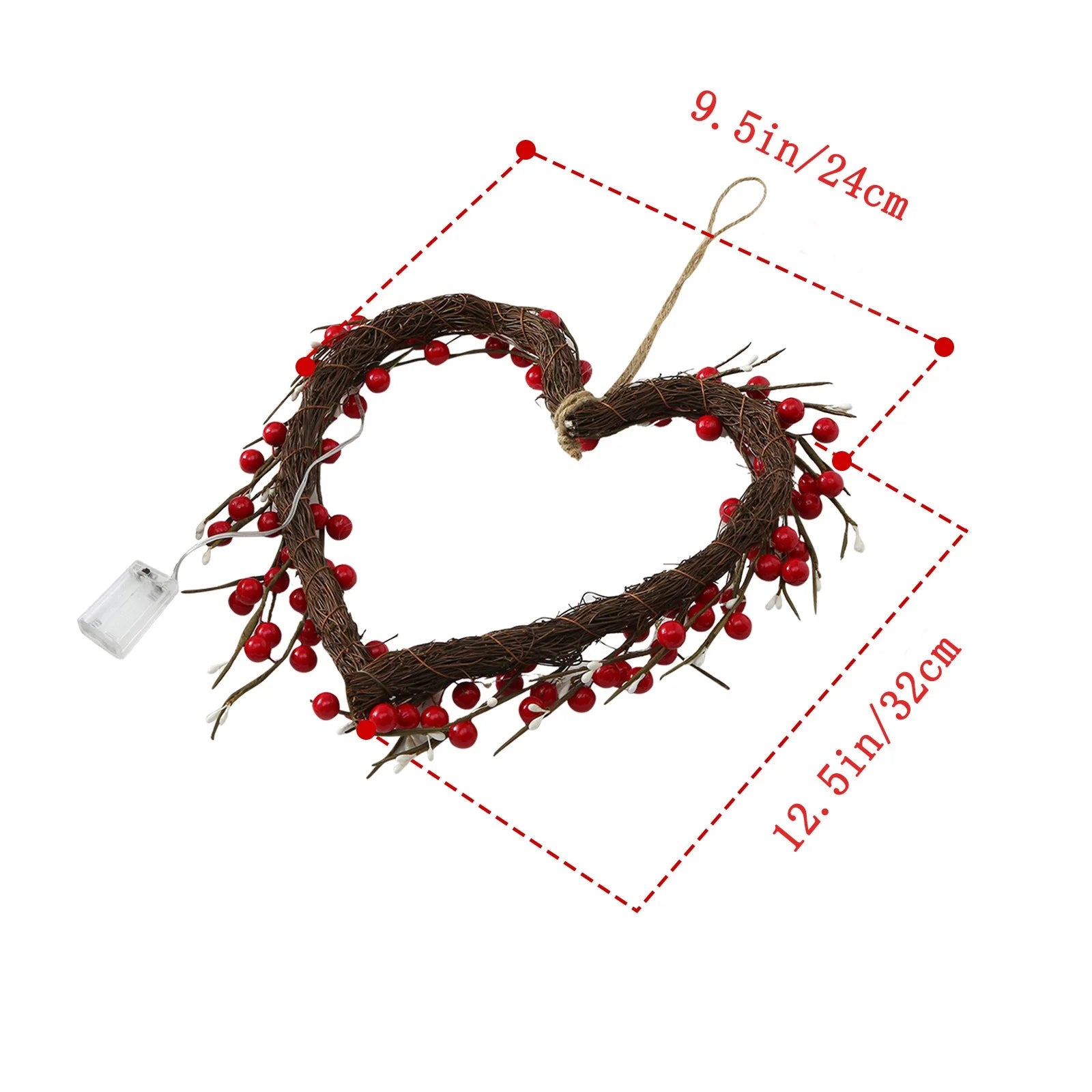 Ydojg 16 Inch Valentine'S Day Sign Luminous Love Heart Shape Wreath Garland with Lights Home Decorations Red Valentines Day Gifts