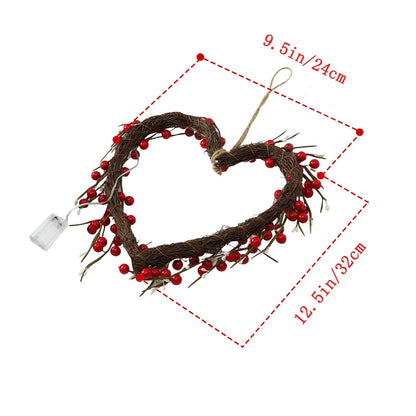 Ydojg 16 Inch Valentine'S Day Sign Luminous Love Heart Shape Wreath Garland with Lights Home Decorations Red Valentines Day Gifts