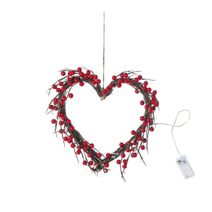 Ydojg 16 Inch Valentine'S Day Sign Luminous Love Heart Shape Wreath Garland with Lights Home Decorations Red Valentines Day Gifts
