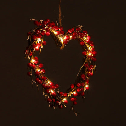 Ydojg 16 Inch Valentine'S Day Sign Luminous Love Heart Shape Wreath Garland with Lights Home Decorations Red Valentines Day Gifts